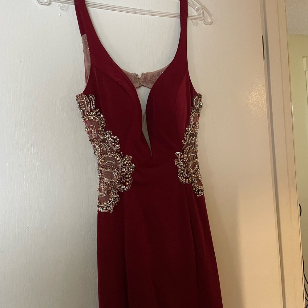 Red Embellished Prom Dress
